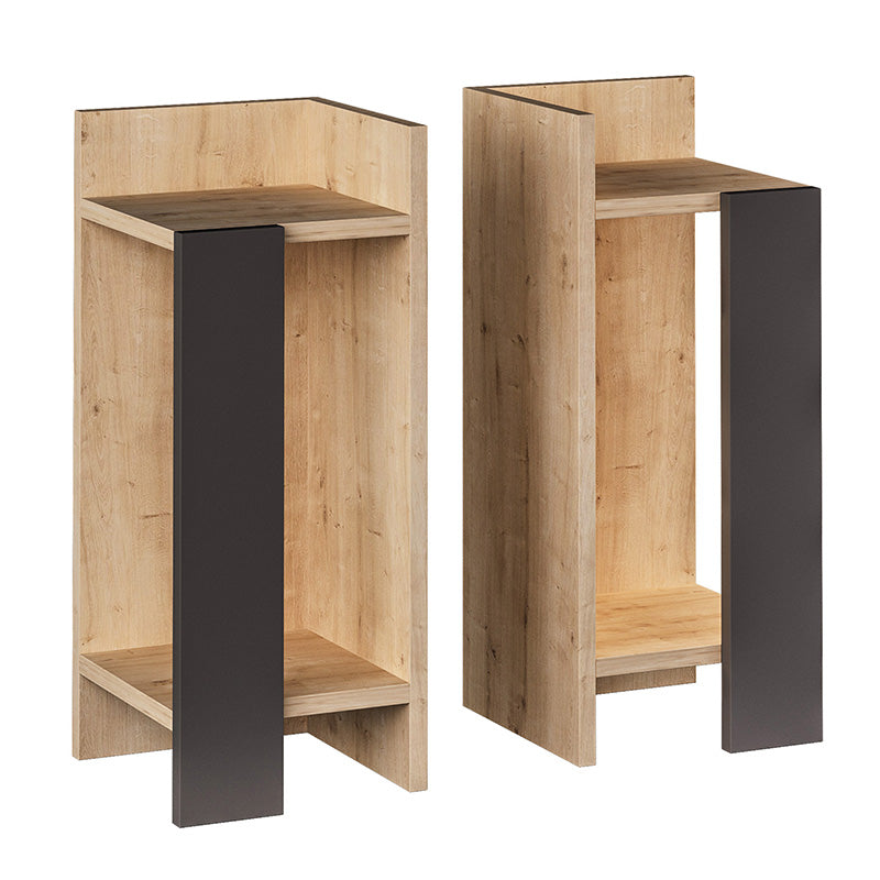 Нощно шкафче Immerse комплект 2 бр. дъб-антрацит 27x25x60см
