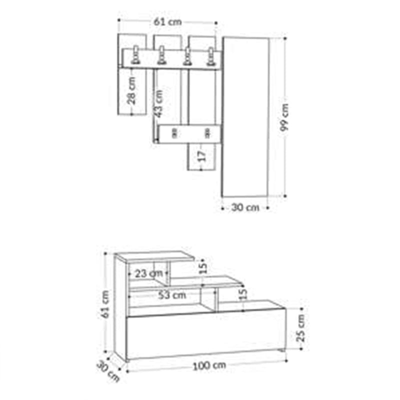 Мебели за антре VESTY меламин в ретро сив цвят 100x30x61см