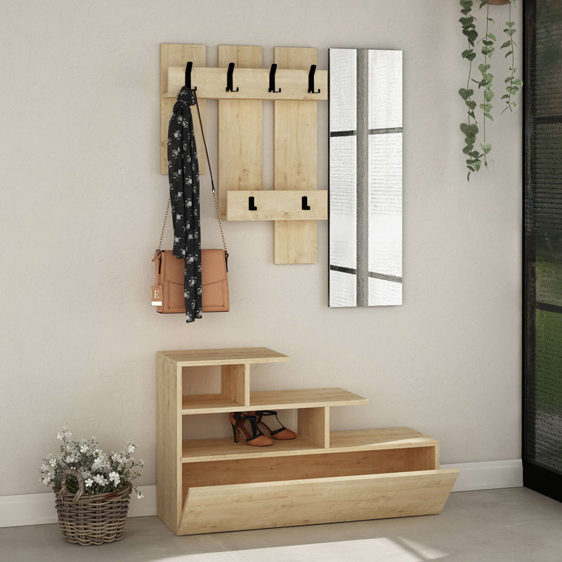 Мебели за антре VESTY меламин в естествен цвят 100x30x61см
