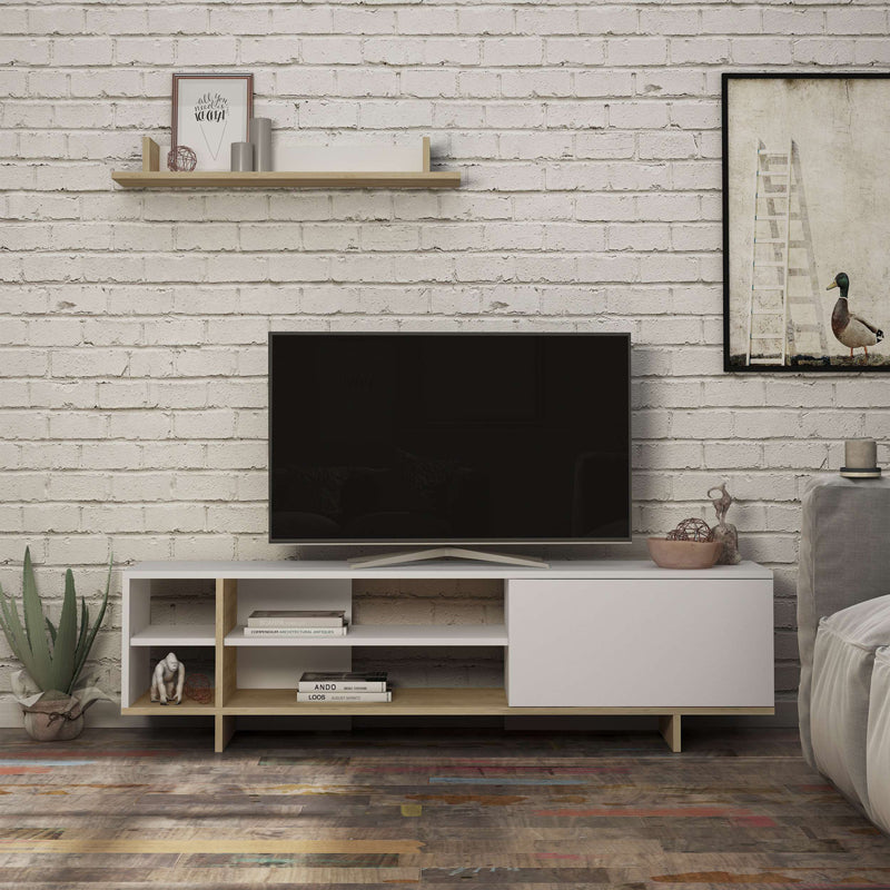 Тв комплект SALOON цвят бял дъб 160x35.5x44см