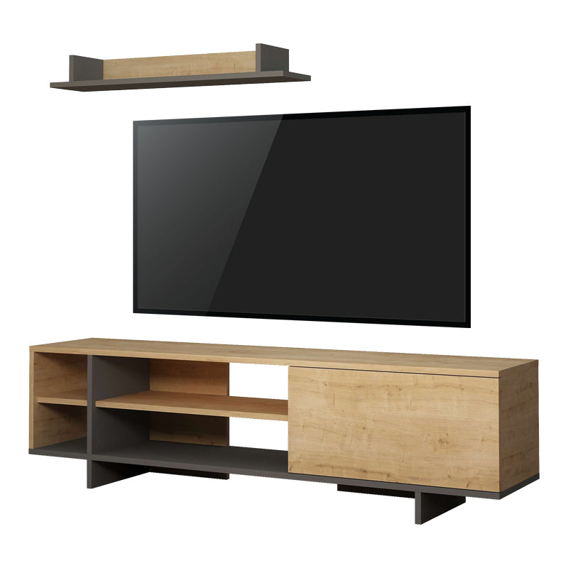 Тв комплект SALOON в цвят тъмно сиво-дъб 160x35.5x44см