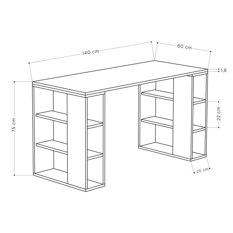 Работна маса Colmar  в цвят дъб 140x60x75см