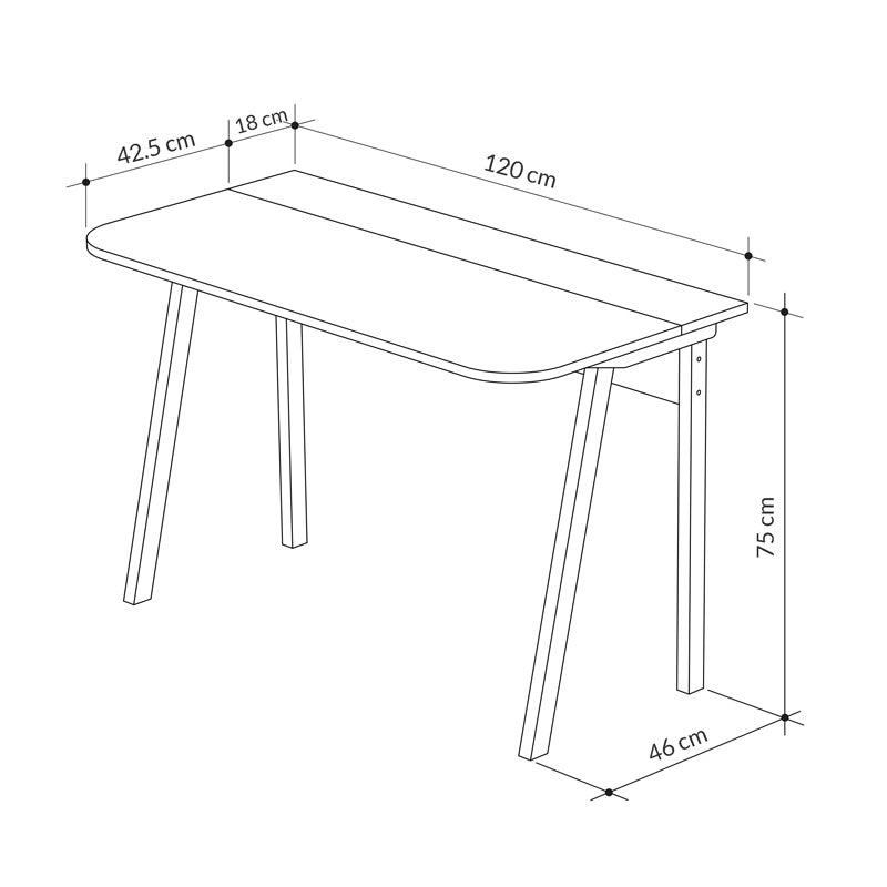 Учебно бюро malia в цвят дъб 120x60.5x75см
