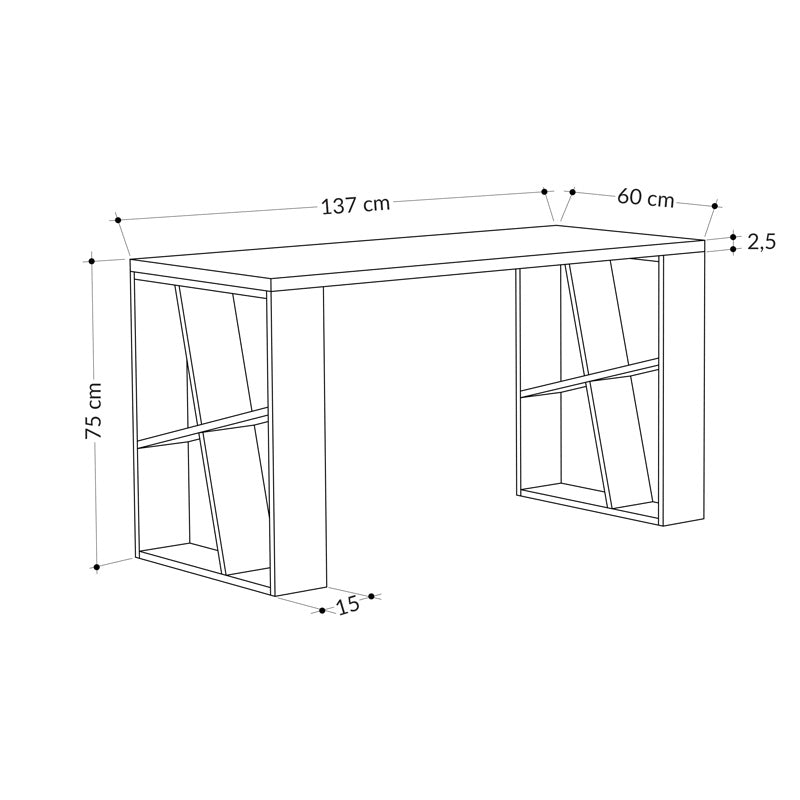 Работна маса honey в бяло-тъмно сив цвят 137x60x75см