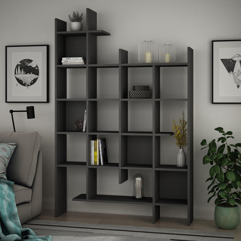 Библиотека Мanco в тъмно сив цвят 122x25.5x188см