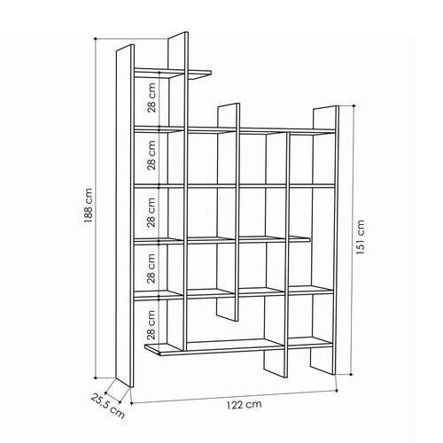 Библиотека Мanco в тъмно сив цвят 122x25.5x188см