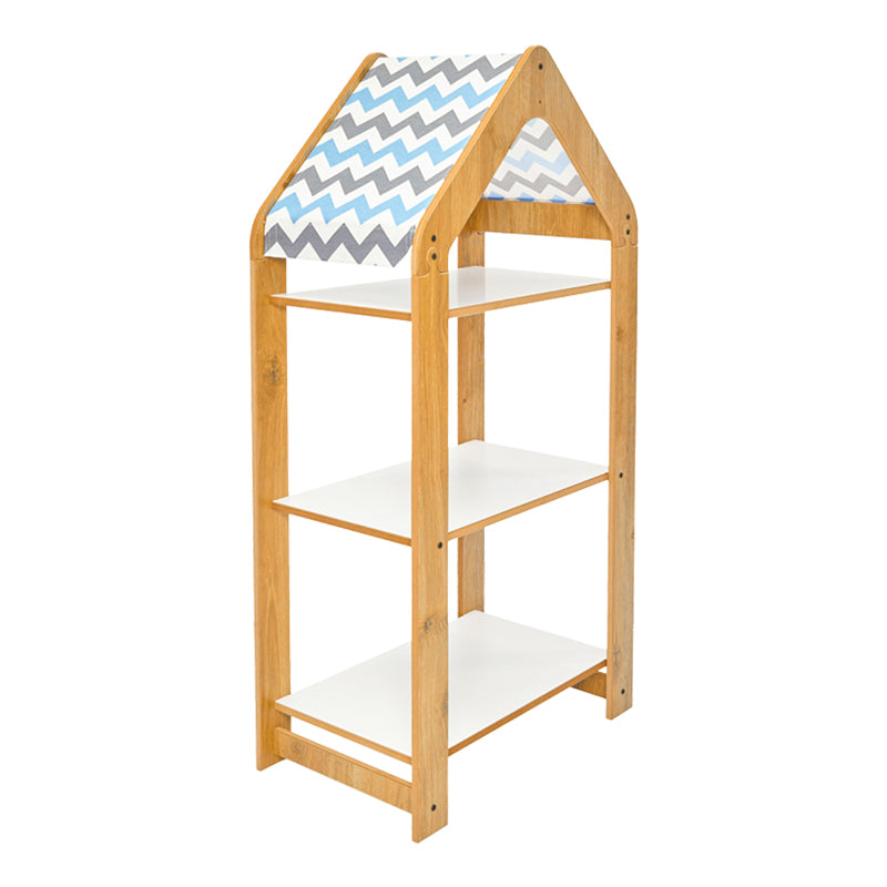 Монтесори етажерка Zoilen I бяло-натурално-синьо мдф 50x30x100см