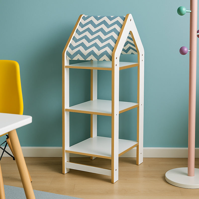 Монтесори етажерка Zoilen I бяло-син мдф 50x30x100см