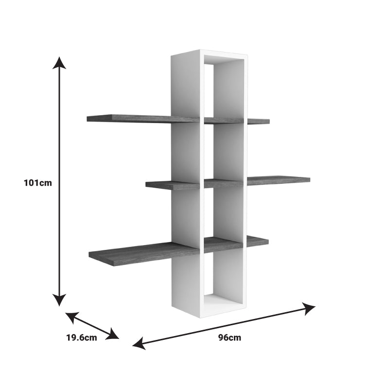 Стенен рафт от меламин Akira в орехово бял нюанс 96x19,5x101 см