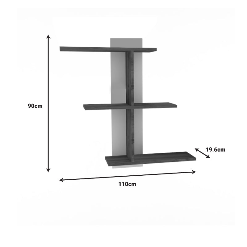Стенен меламинов рафт Norman в орехово бял нюанс 110x19,5x90 см
