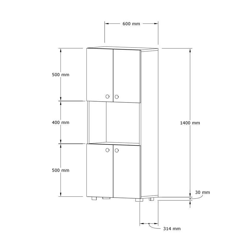 Колона GUZEL в бял цвят 60x31.4x140см