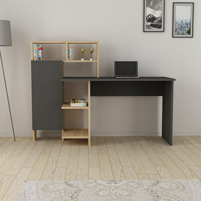 Работно бюро с рафт Calisma цвят дъб-антрацит 135x60x111см