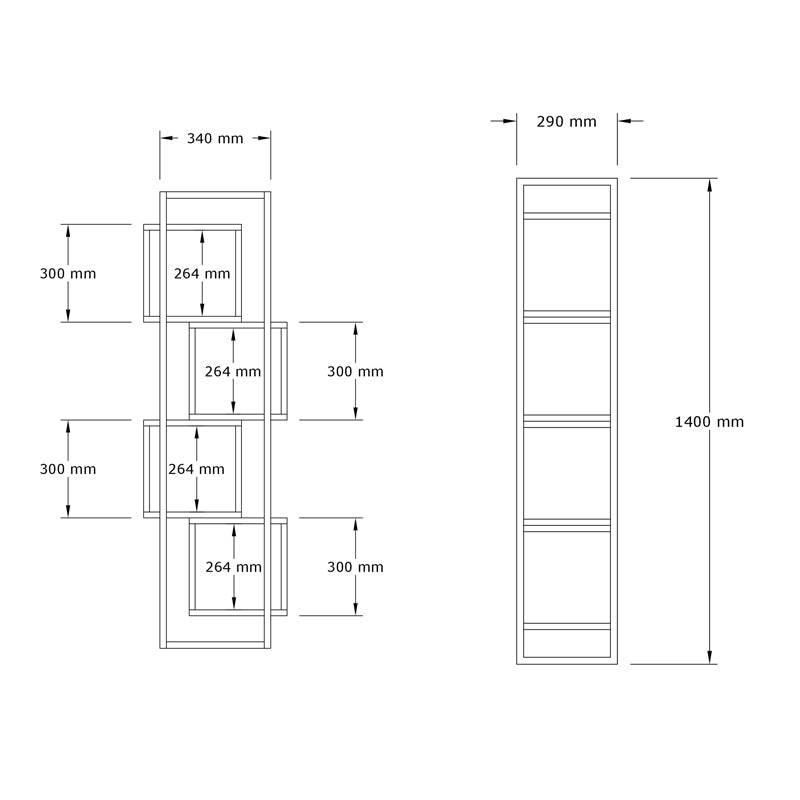 Етажерка Gridur цвят тъмен орех 44x29x140см