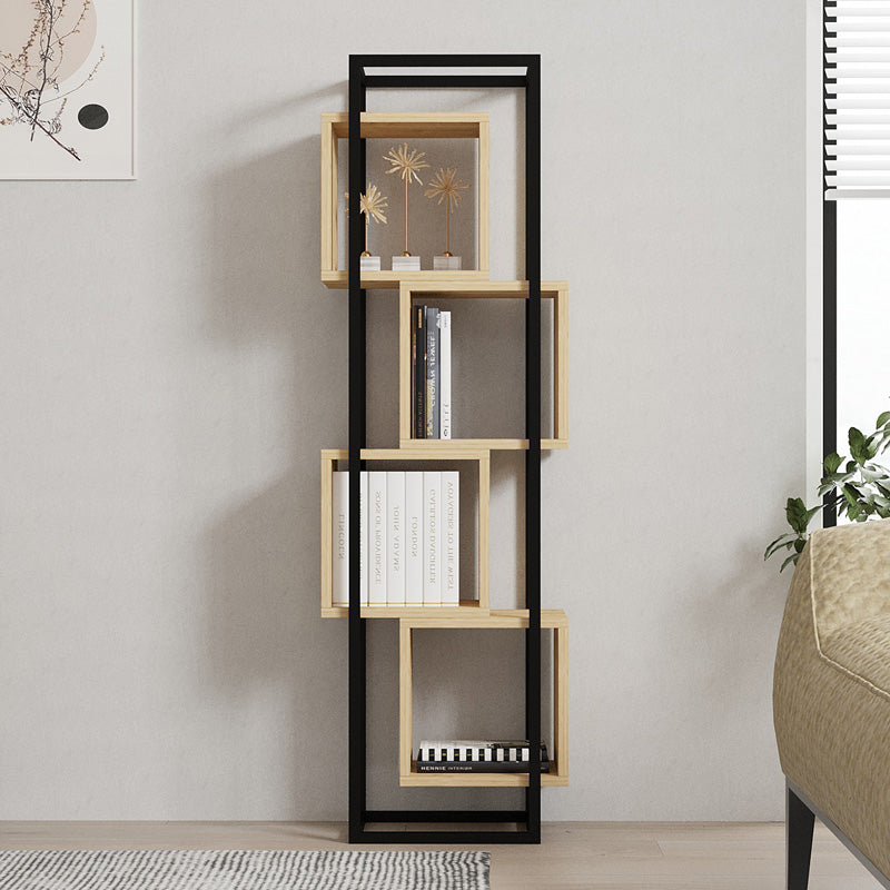 Библиотека Gridur цвят дъб с черна метална рамка 44x29x140см