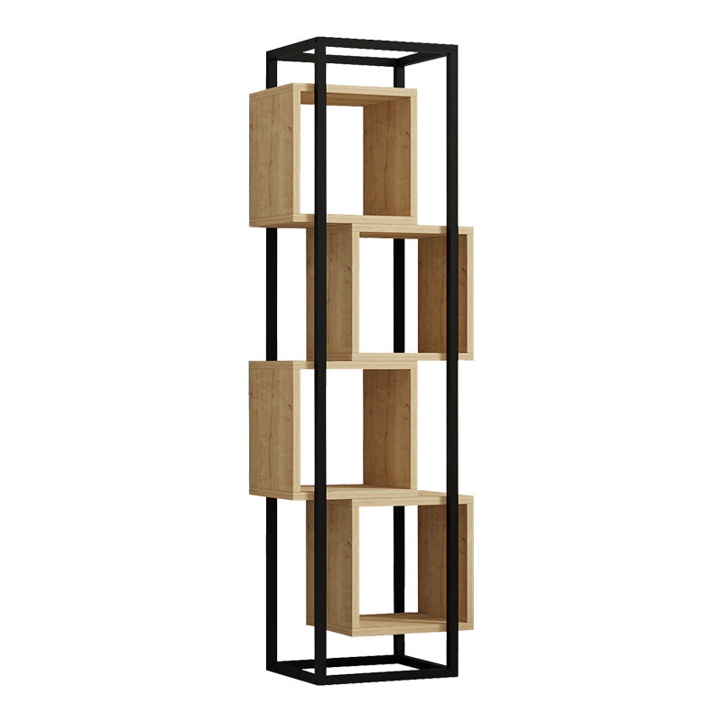 Библиотека Gridur цвят дъб с черна метална рамка 44x29x140см