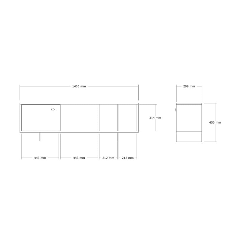 ТВ шкаф Mueble в сонома цвят 140x29x45см