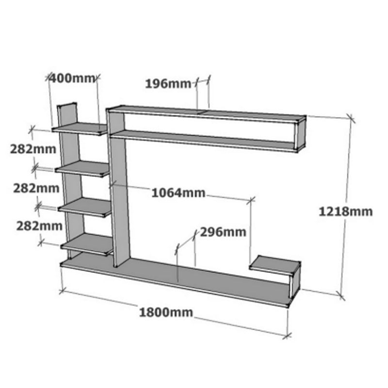 Стенен тв шкаф Dilan цвят дъб-антрацит 180x29.60x121.80cm