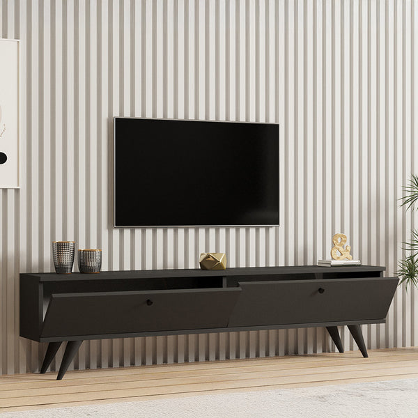 ТВ шкаф JATE цвят антрацит 160x25x40см