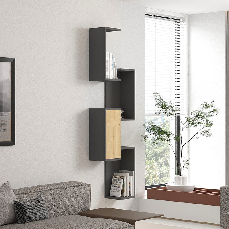 Стенен рафт Kongo цвят дъб-антрацит 44x20x159см