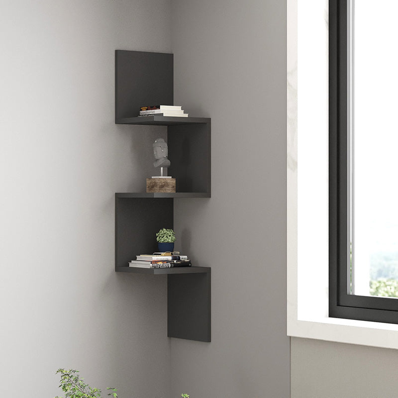 Ъглов стенен рафт Insta цвят антрацит 25x25x105.5см