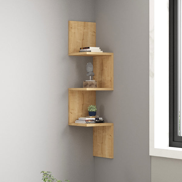 Ъглов стенен рафт Insta цвят дъб 25x25x105.5см