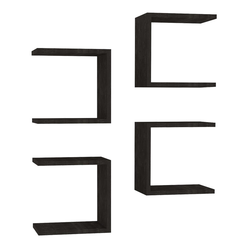 Комплект 4бр стенни рафтове Perari цвят тъмен орех 30x19,6x30 см