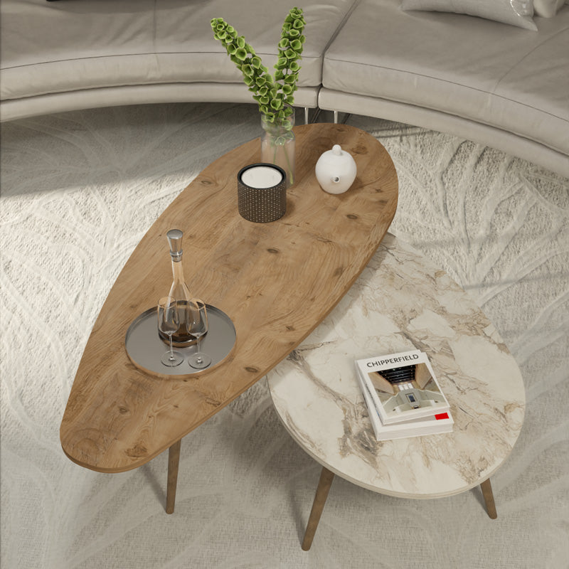 Холна маса Monty 2 бр. в естествен бежов мраморен нюанс 116x46x46cm