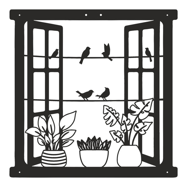 Декорация за стена WINDO черна метална 50x1.5x50см