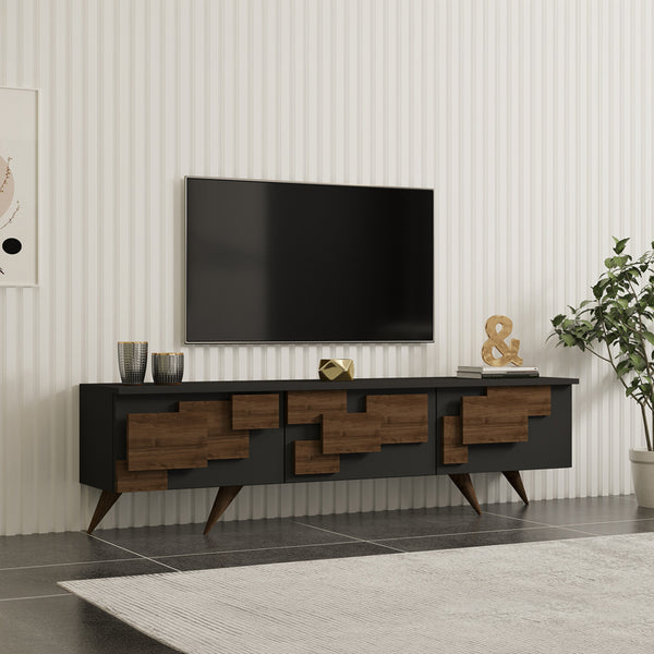 Тв шкаф TRIDA орех с антрацитен цвят 160x35x45см