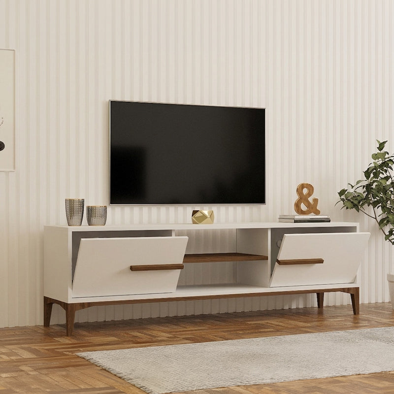 ТВ Шкаф ESLEM Бял с Орех 160x34.6x48.1 см