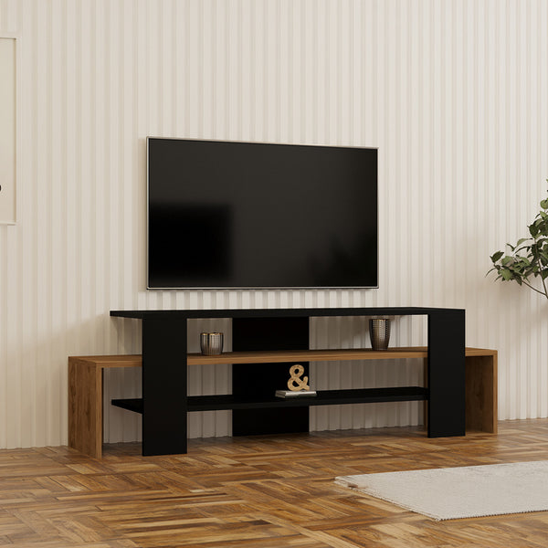 Тв шкаф LENOUR в цвят сонома с черен цвят 150x35x45см