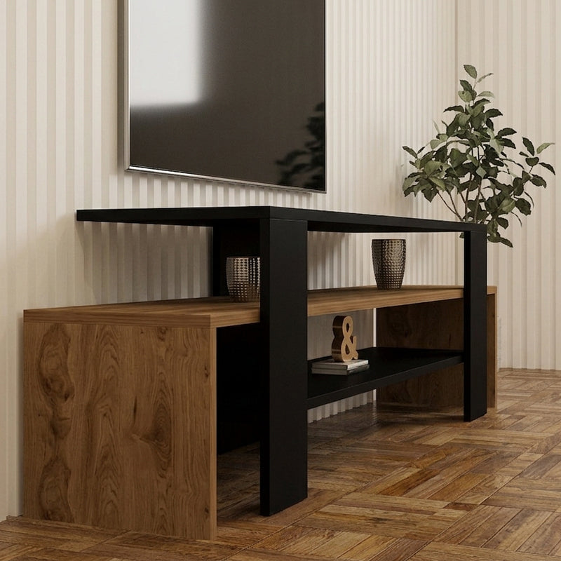 Тв шкаф LENOUR в цвят сонома с черен цвят 150x35x45см