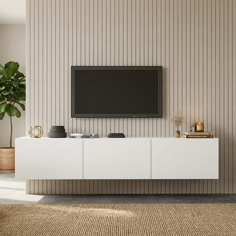 Стенен ТВ шкаф FELITA, бял 150x31,4x30 см