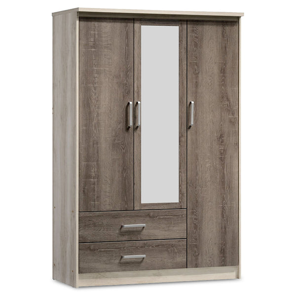 Гардероб OLYMPUS с 3 врати и чекмеджета+огледало в цвят castillo-toro 120x57x183
