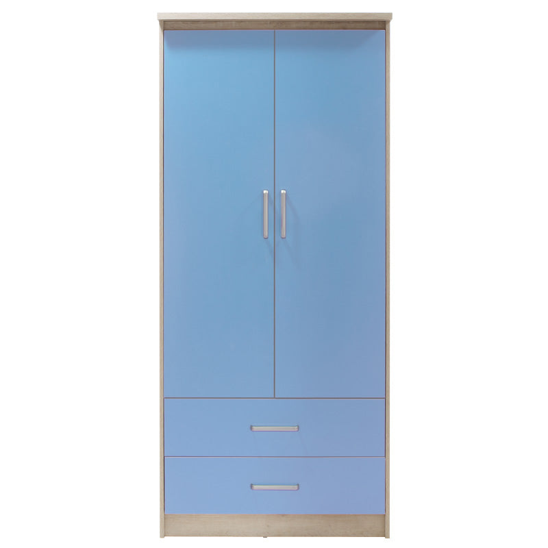 Детски гардероб LOONEY с 2 врати и чекмеджета в цвят castillo-blue 81x57x183