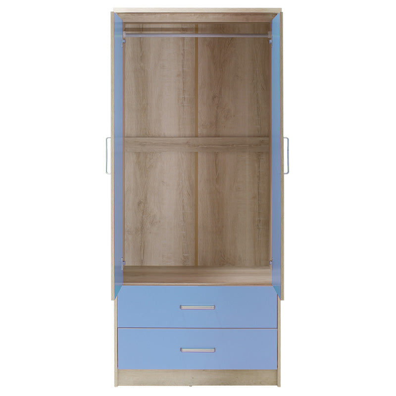Детски гардероб LOONEY с 2 врати и чекмеджета в цвят castillo-blue 81x57x183