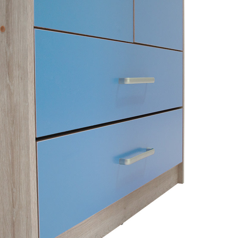 Детски гардероб LOONEY с 2 врати и чекмеджета в цвят castillo-blue 81x57x183