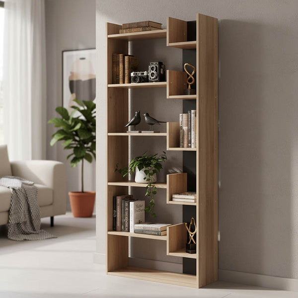 Библиотека NAYA естествен-антрацит цвят 72x30x182.5cм