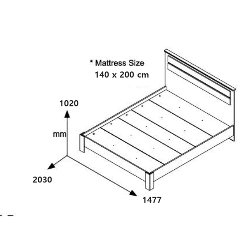 Двойно легло OLYMPUS в цвят дъб кастило 140x200см