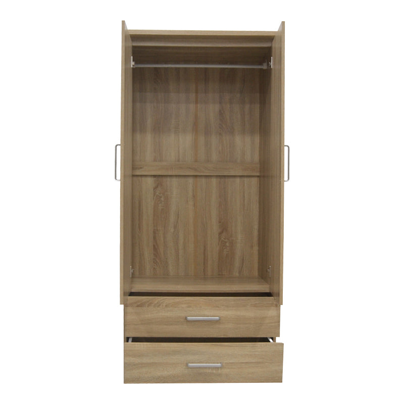 Гардероб OLYMPUS с 2 врати и чекмеджета в цвят светъл дъб 81x57x183