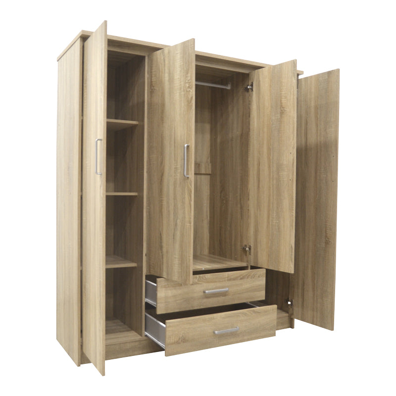 Гардероб  OLYMPOS с 4 врати  цвят светъл дъб 159x57x183см