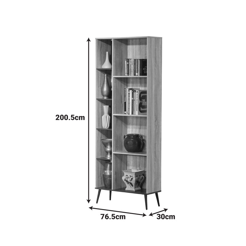 Библиотека Zezan в цвят sonoma-тъмносив 76.5x30x200.5см