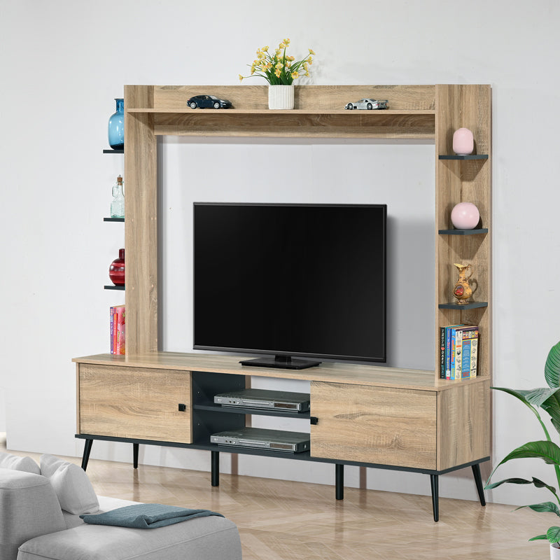Тв шкаф ZEZAN в цвят сонома-тъмносив 182.5x40x162см