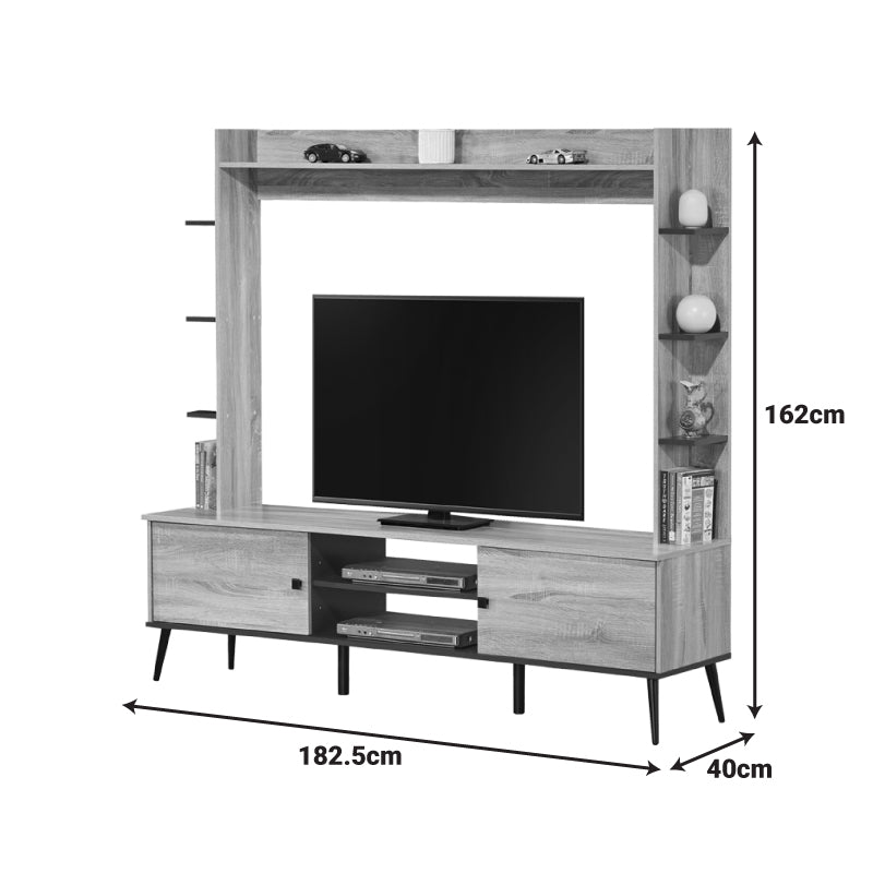 Тв шкаф ZEZAN в цвят сонома-тъмносив 182.5x40x162см