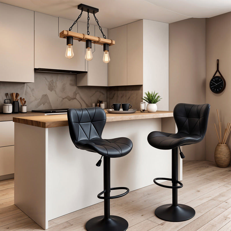 Бар стол Coozy с регулируема височина черен матов метал с PU в черно