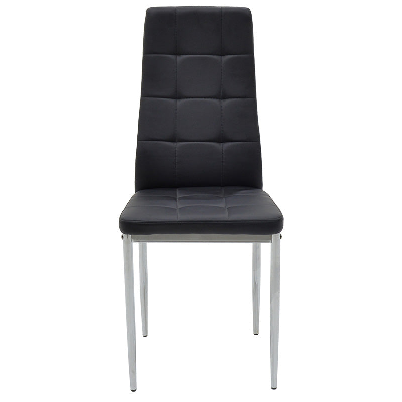 Стол Cube PU черен-хромиран крак