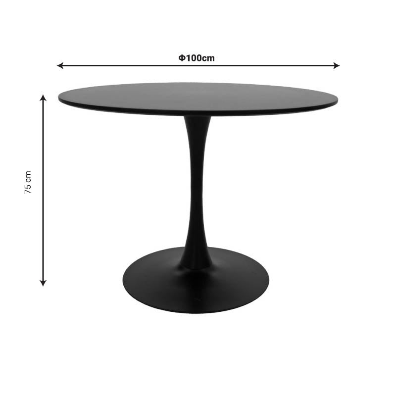 Комплект трапезна маса balou-caron от 5 mdf и pp в черно-натурален нюанс φ100x73см