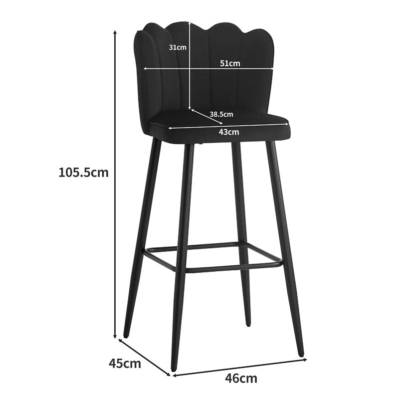 Бар стол VELVI кадифе в черен цвят 46x45x105.5см