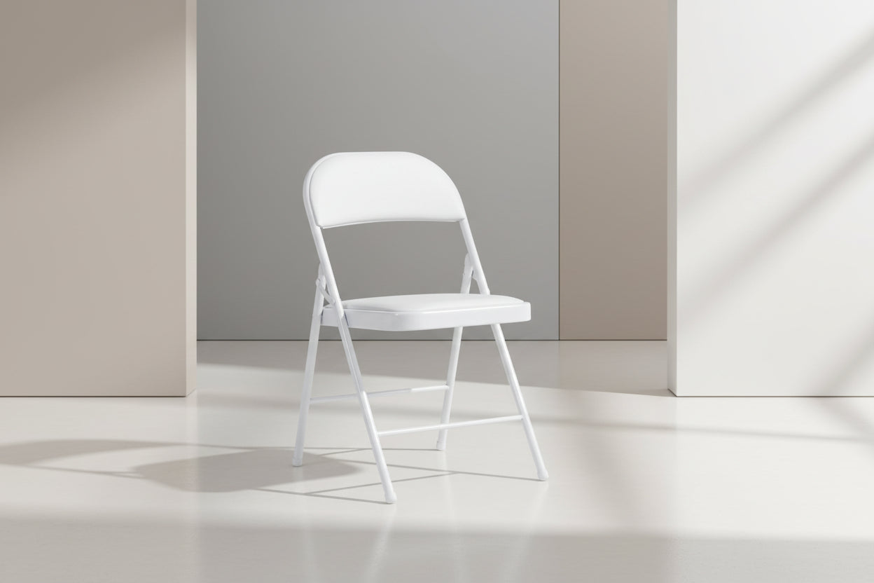 Сгъваем стол Niro pu-metal в бял цвят 46x46x79см