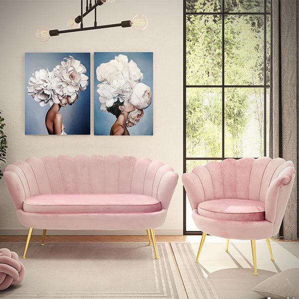 Фотьойл DAIMON кадифе розово-златисто 79x74x78см